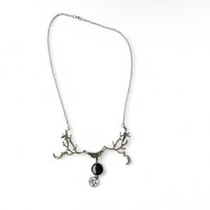 Goth pentagram moon witch necklace